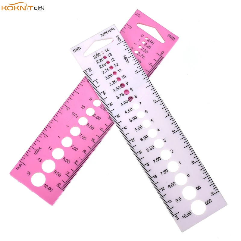 KOKNIT Knitting Needle Size Gauge Inch cm US UK Canada Size 2.0-10.0mm Ruler Women Tailor Sewing Accessories Tools