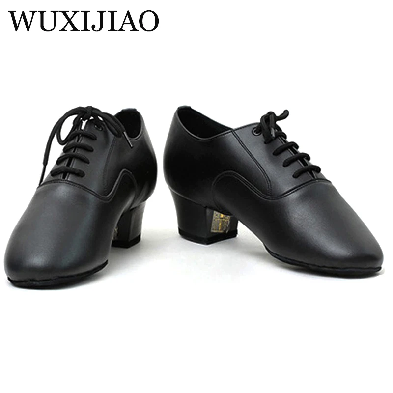 shengzixue Men\'s Latin dance shoes Genuine leather Ballroom dancing shoes Low heel 2.2cm big size Party Square dance shoes