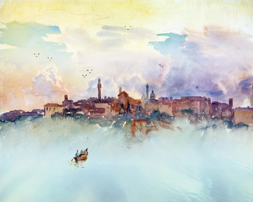 Custom wallpaper Rural landscape painting background wall