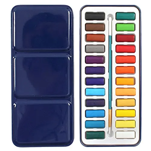 

24 Colors Portable Tin Box Solid Watercolor Paints Set For Artist School Student Drawing Painting Stationery Art Supplies