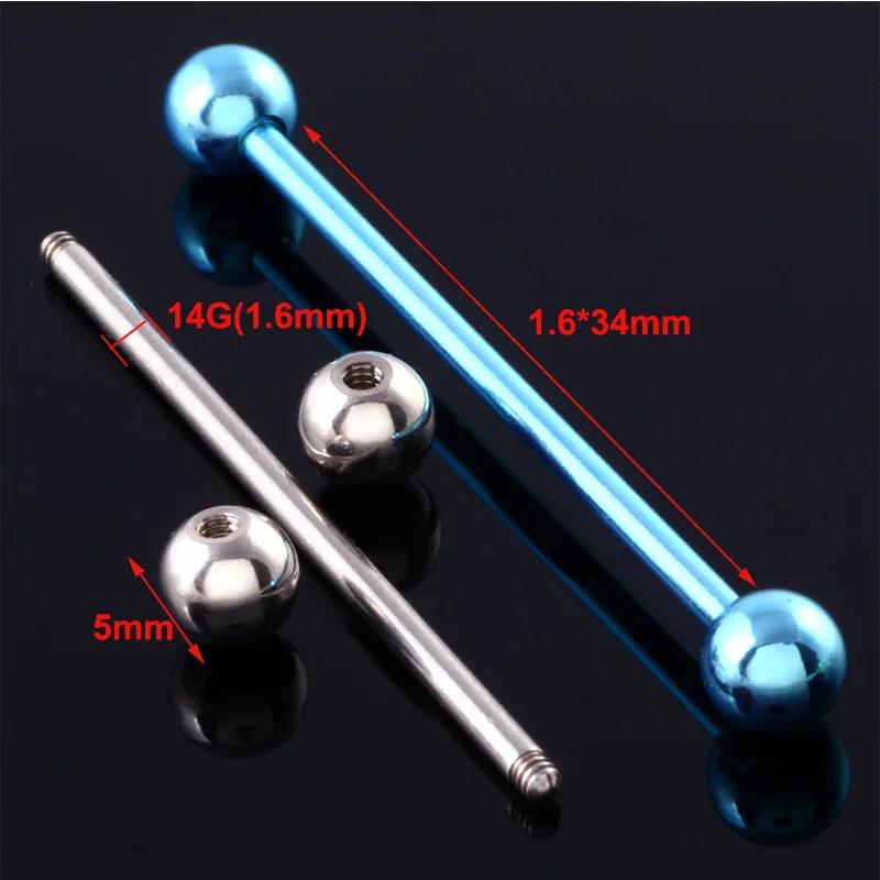 1 Pc 16/14G 34+5mm Stainless Steel Industrial Piercing Ear Cartilage Stud Earring Barbell Straight Ear Piercings Barbell Jewelry