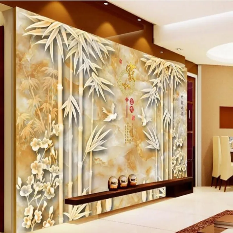 wellyu Custom large frescoes Modern Bamboo Newspaper Peaceful home and rich marble backdrops Non-woven wallpaper