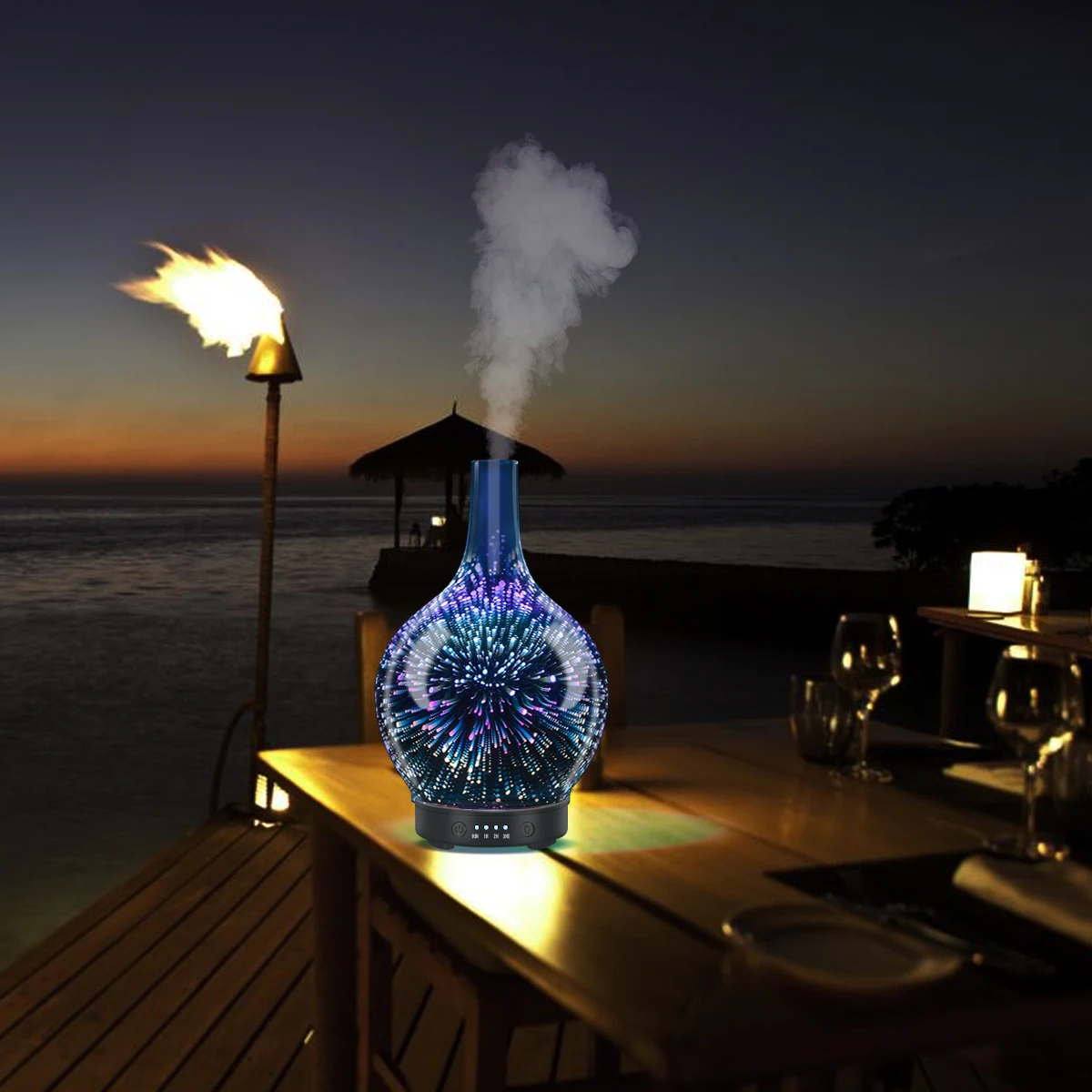 Diffusore di olio essenziale di aromaterapia diffusore di aromi in vaso di vetro 3D cambio e spegnimento automatico senza acqua umidificatore a nebbia fredda