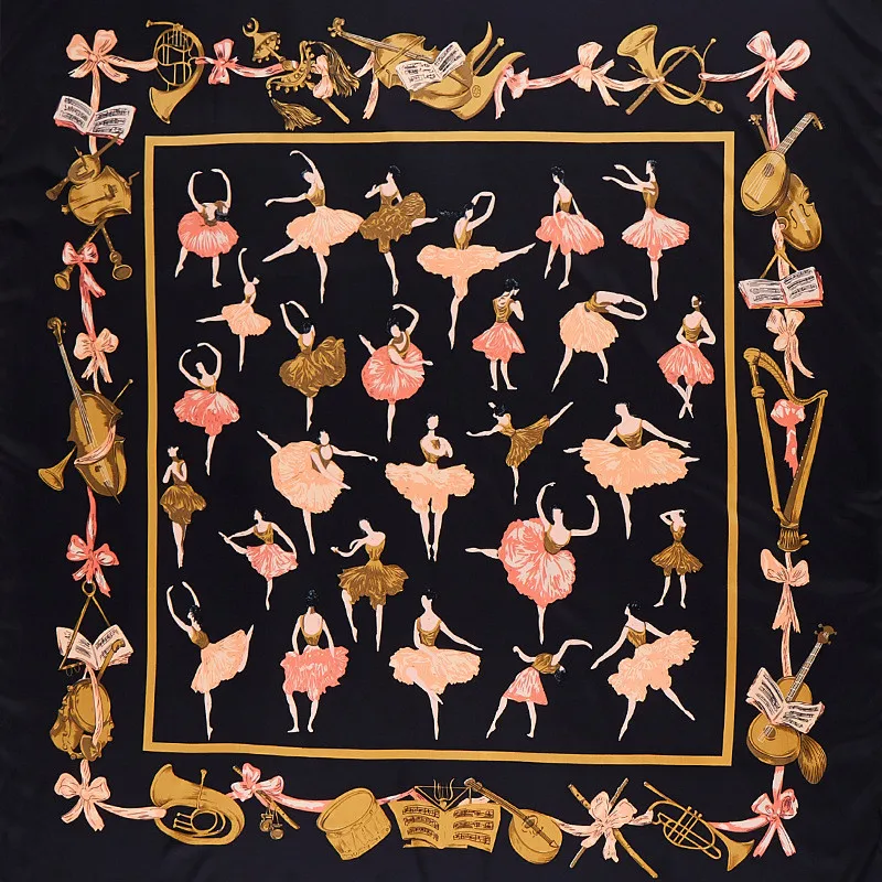 Pobing 100% sarja lenço de seda feminino dança menina quadrada cachecóis grande bandana luxo lenço hijab lenço cabeça feminina foulard
