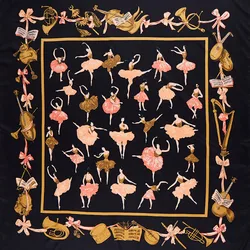 POBING 100% Twill Silk Scarf Women Dance Girl Square Scarves Large Bandana Luxury Kerchief Hijab Scarf Female Head Scarf Foulard