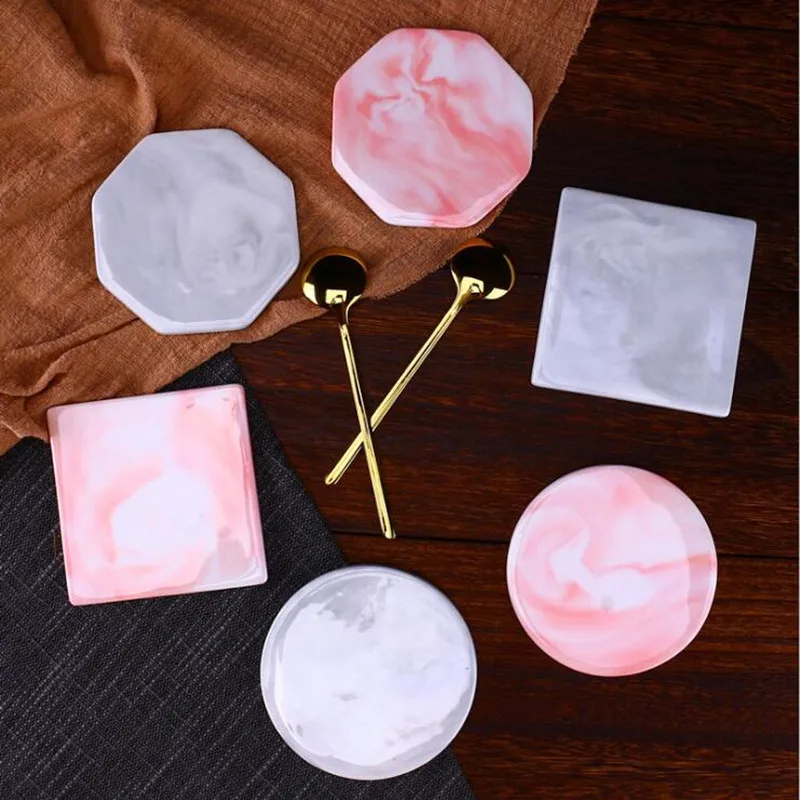 CFen A\'s Marble Pattern Ceramics Coaster Cup Pad Mat Heat insulation Table Bowl Mat Coffee Tea Cup Drink Coasters Round 1pc