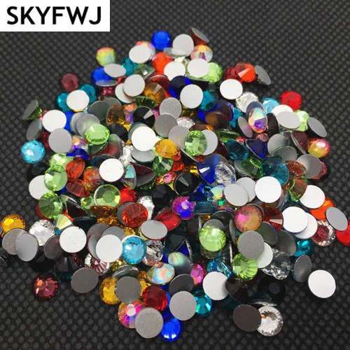 

All Size Colors Nail Art Rhinestone SS3-SS34 Flatbacks Glass Crystal Non Hotfix Rhinestone Glue On 3D Nails Jewelry Decoration