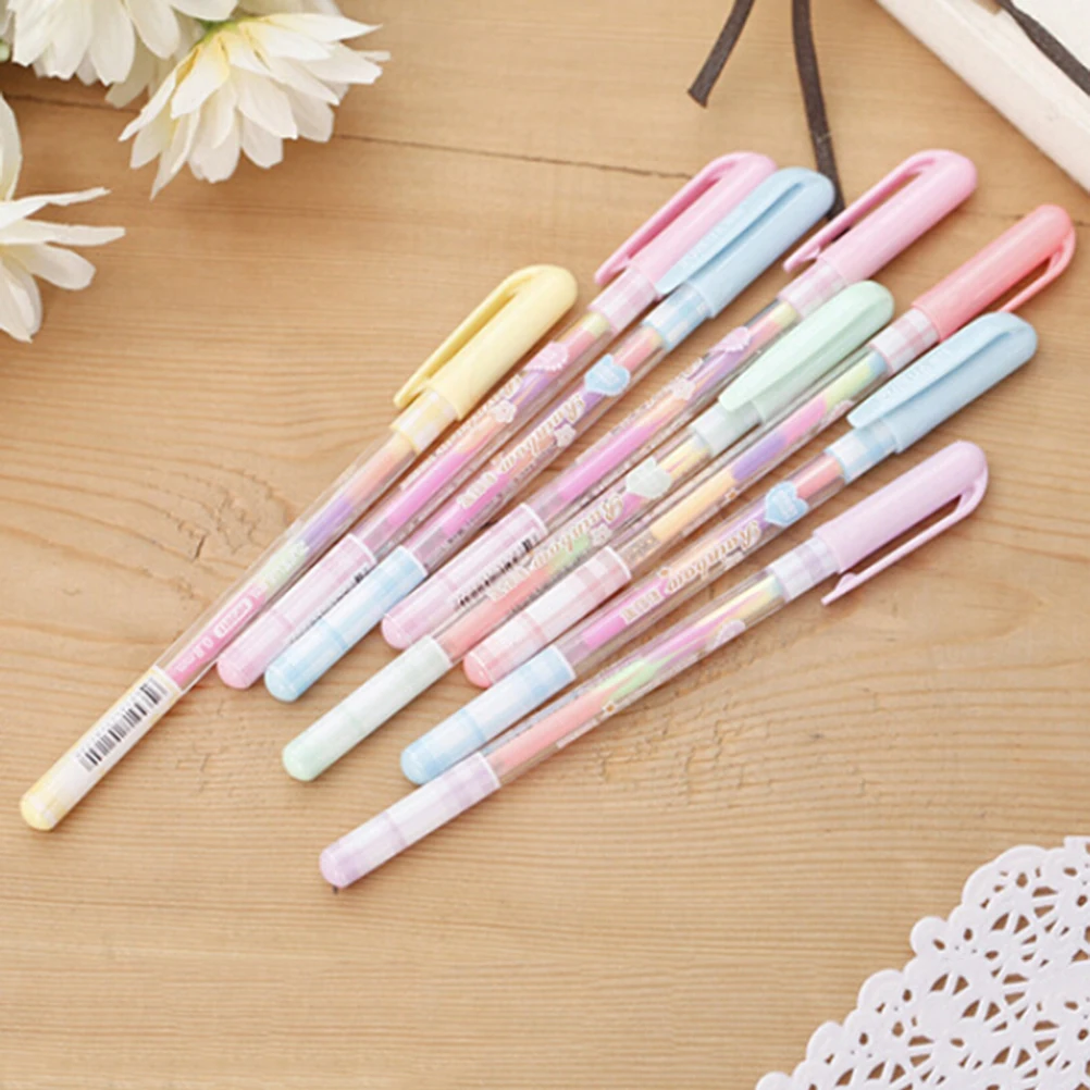 0.8mm 6 Color Change Pen Paper Fluorescent Paint Pens Pencils Writing Markers Highlighters Highlighter Pens Kids Painting Gift