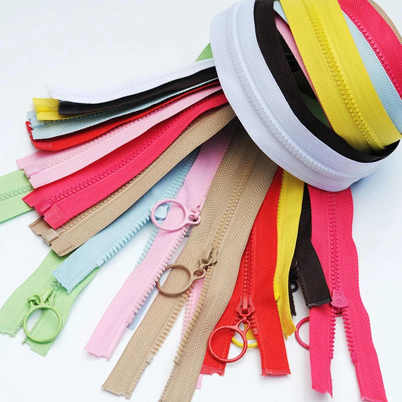 14 colors Mix 3# resin zipper 25cm/60cm Candy colors zippers round ring zipper slider for DIY Sewing Bag garment accessories