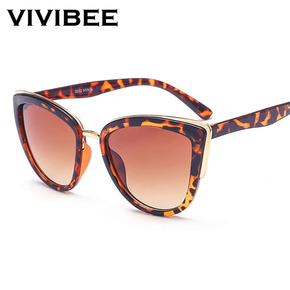 VIVIBEE Ladies Retro Big Cat Eye Sunglasses 2026 Trend Luxury Gradient Sun Glasses Fashion Cateye Elegant Shades for Women