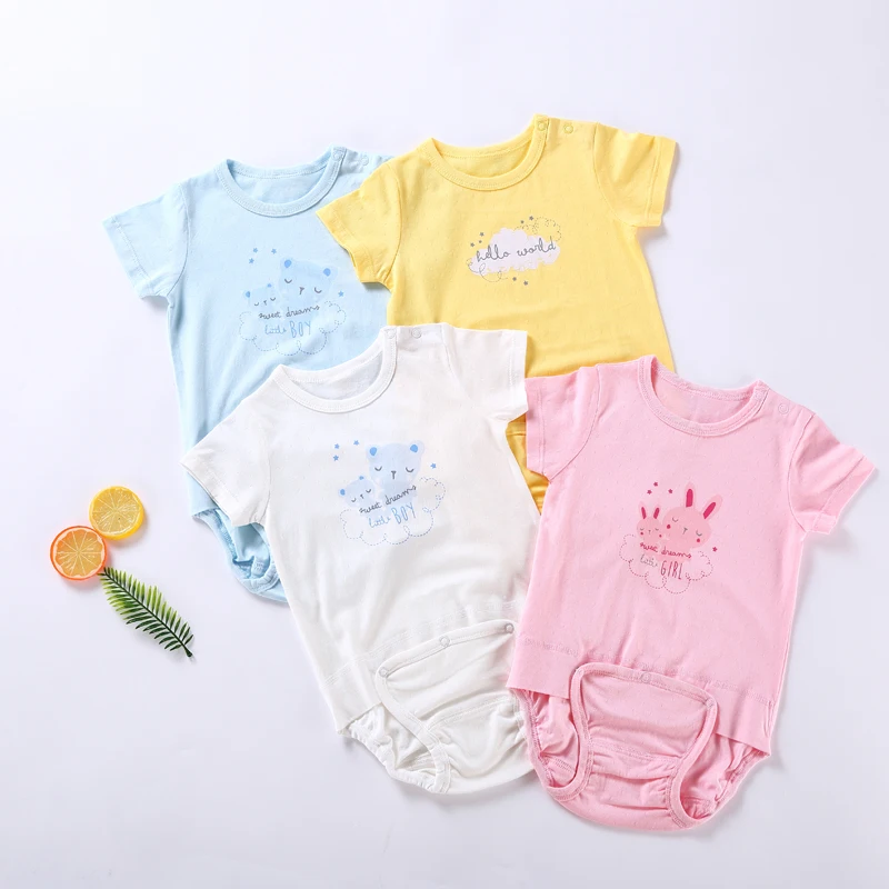 Baby clothes short sleeves overalls kids boys and girl romper baby summer clothes children clothing round neck pajamas sleepwear