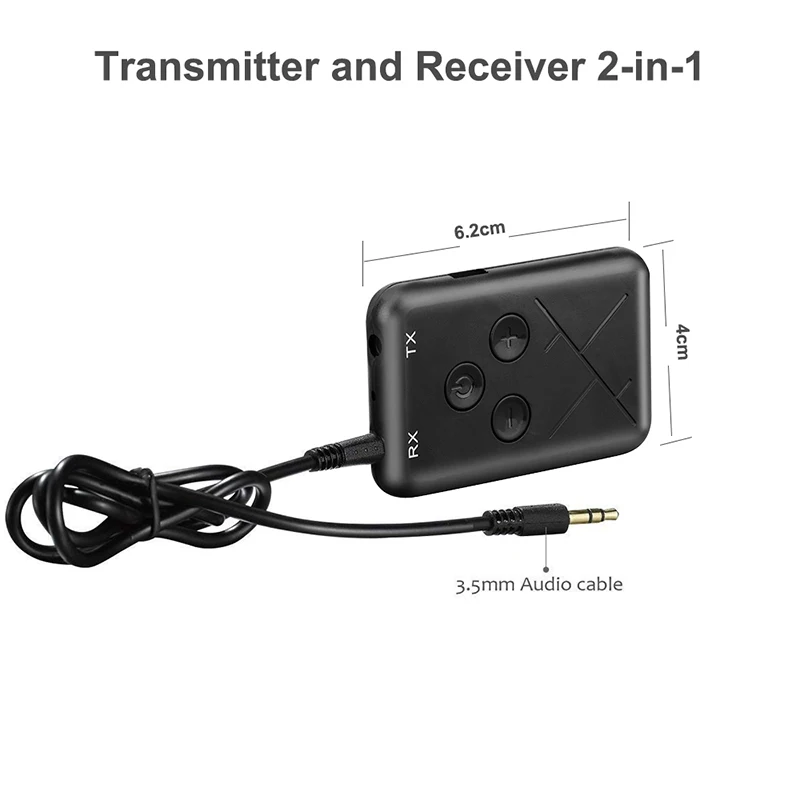 2 In 1 Bluetooth 4.2เครื่องส่งสัญญาณแจ็ค3.5มม.แฮนด์ฟรี Music Receiver เครื่องส่งสัญญาณบลูทูธสำหรับ TV PC ไร้สายอะแดปเตอร์เสียง