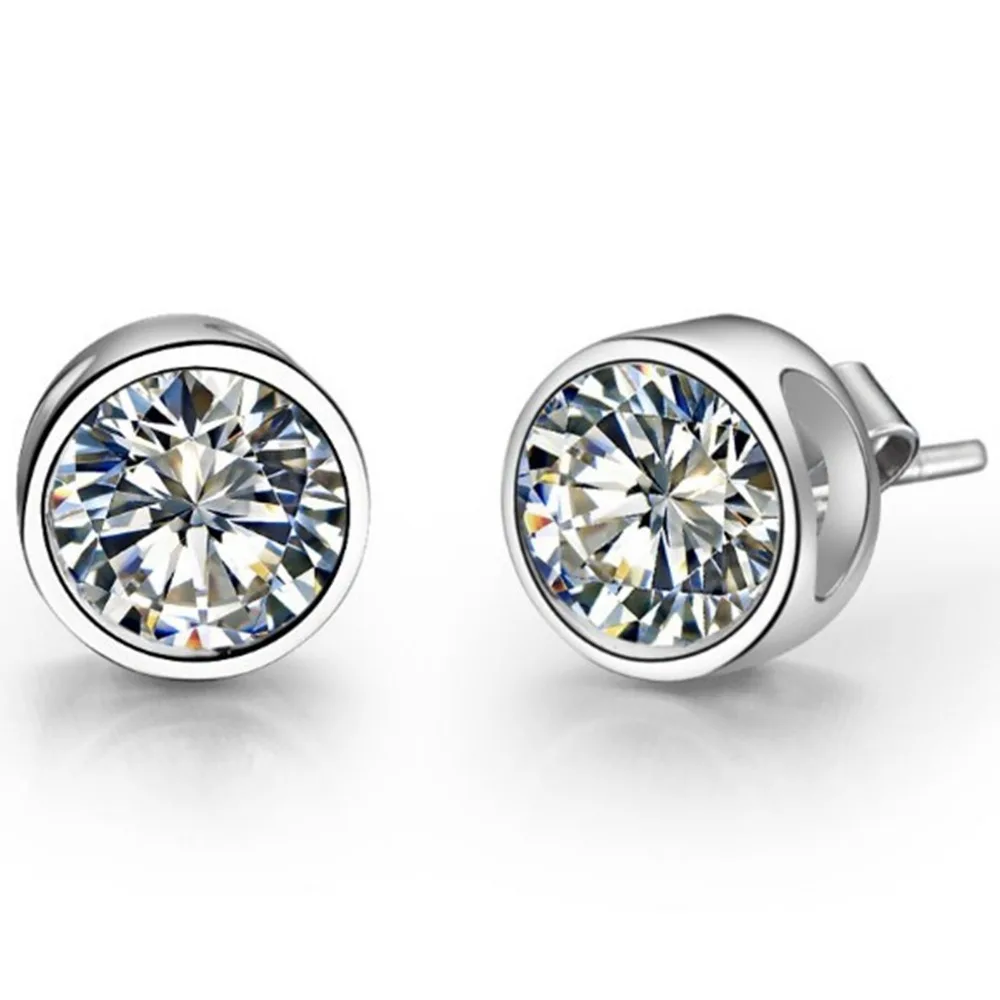 

0.5 Carat/each Round D VVS1 Moissanite Wedding Stud Earrings Solid 14K 585 White Gold Romantic Women Engagement Earrings