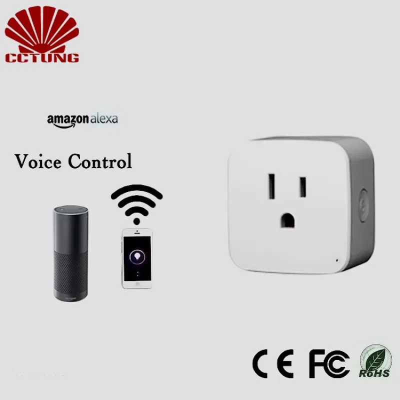 US Standard Grounding Home Automation Remote Control Socket WiFi Smart Plug Support Amazon Alexa Voice Control Womo Smart APP