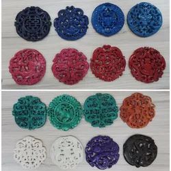 charms Classical Craved Traditional Chinese Ancient vintage Pattern green gem stone Pendant necklace home decoration crafts DIY