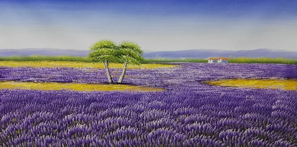 

HandPainted Flower Oil Painting on Canvas Flower Lavender Field Scenery Canvas Painting Wall Art Picture Painitng for Home Decor