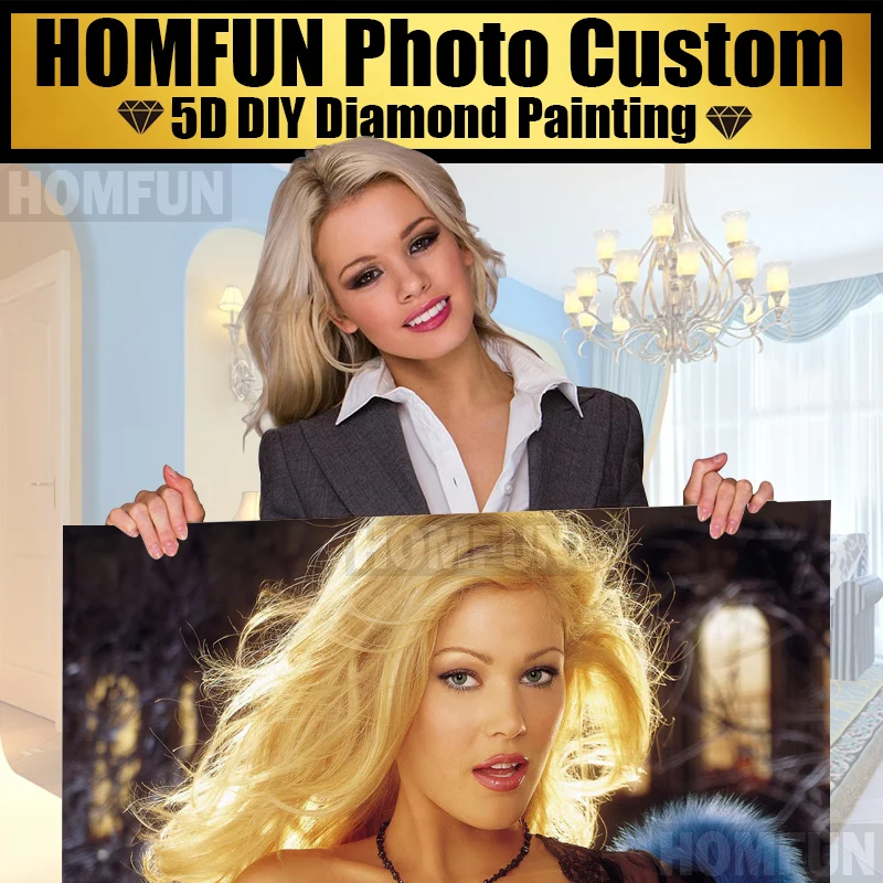 Pittura diamante HOMFUN 5D fai da te! Personalizzato privato! Foto personalizzata! Crea il tuo regalo con ricamo a diamante con trapano completo e