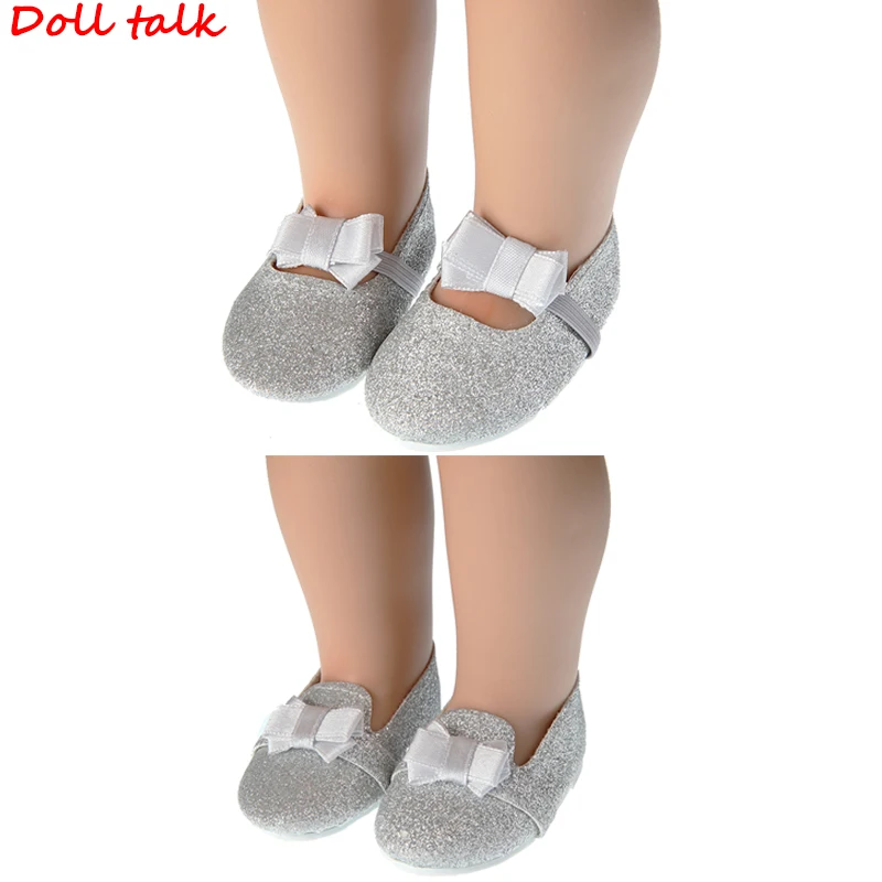 

7.5cm Silver Bowknot Doll Shoes Suitable For All 18-inch Dolls Delicate Twinkle Bow Shoes For American BJD Blyth Girl Doll