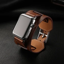 Luxury Real Leather Cuff Bracelet Belt For Apple Watch Band 38mm 40mm 42mm 44mm 41mm 45mm 49mm iWatch Strap Series 4 5 6 7 8 SE