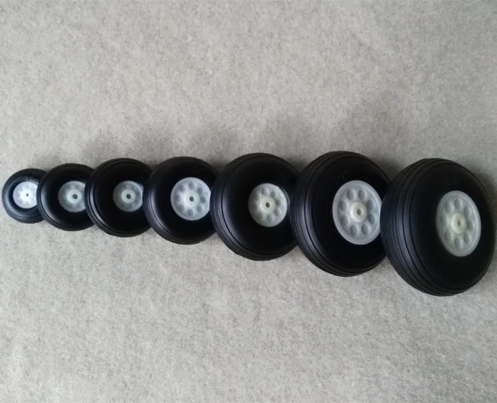 1 Pair 25-76mm PU RC Airplane Wheels, Lightweight Rubber Tires for Model Aircraft & DIY Robot - Shock Absorption