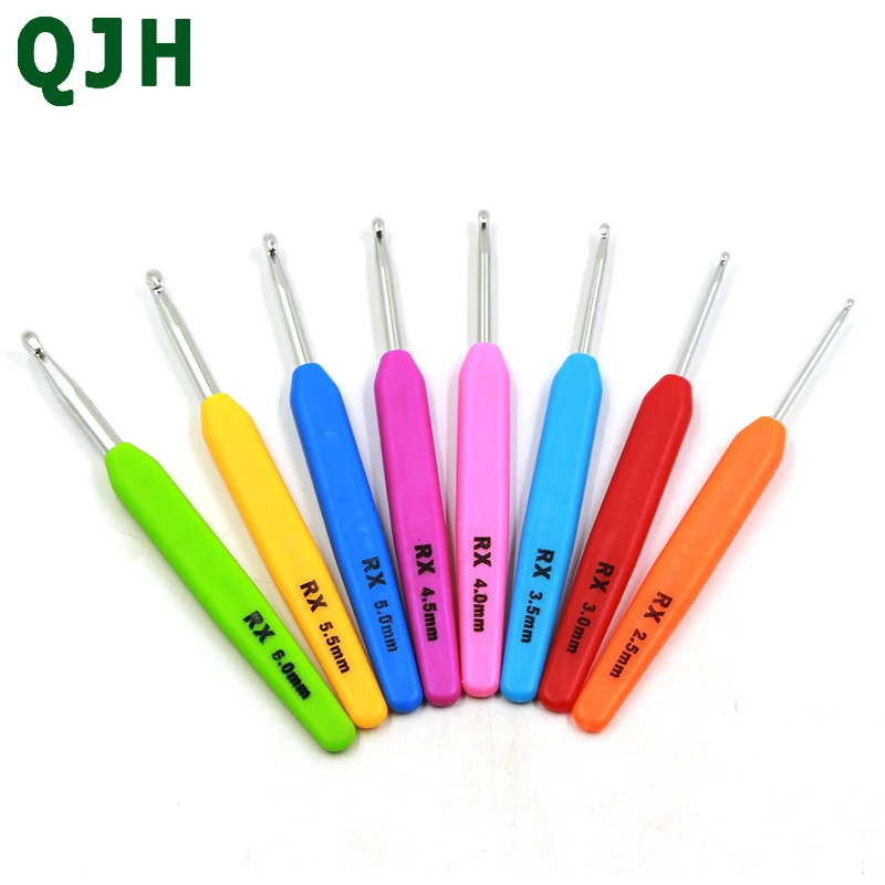 

Colorful 8pcs/set Aluminum Hook Crochet Plastic Handle High Quality Knitting Needles DIY Sewing Craft Accessories Tools(2.5-6.0)