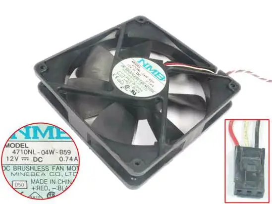 

NMB-MAT 4710NL-04W-B59 D50 DC 12V 0.74A 120x120x25mm 3wire Server Cooling Fan