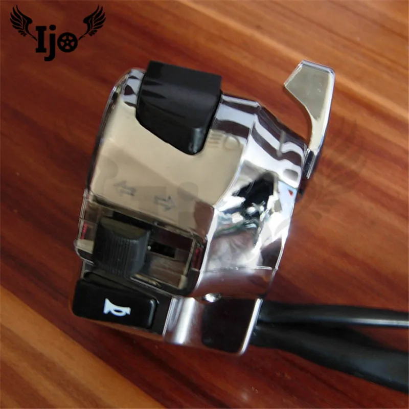 Interruptor de metal cromado para motocicleta, controlador de 22MM para Harley, honda, suzuki, yamaha, triciclo eléctrico