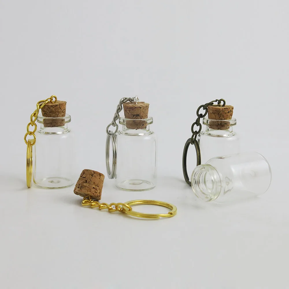 360 x 10ml Transparent Small Glass Bottle Cork Pendant Vial Key Chain Adjustable For Wedding Gift Using Beautiful for Women