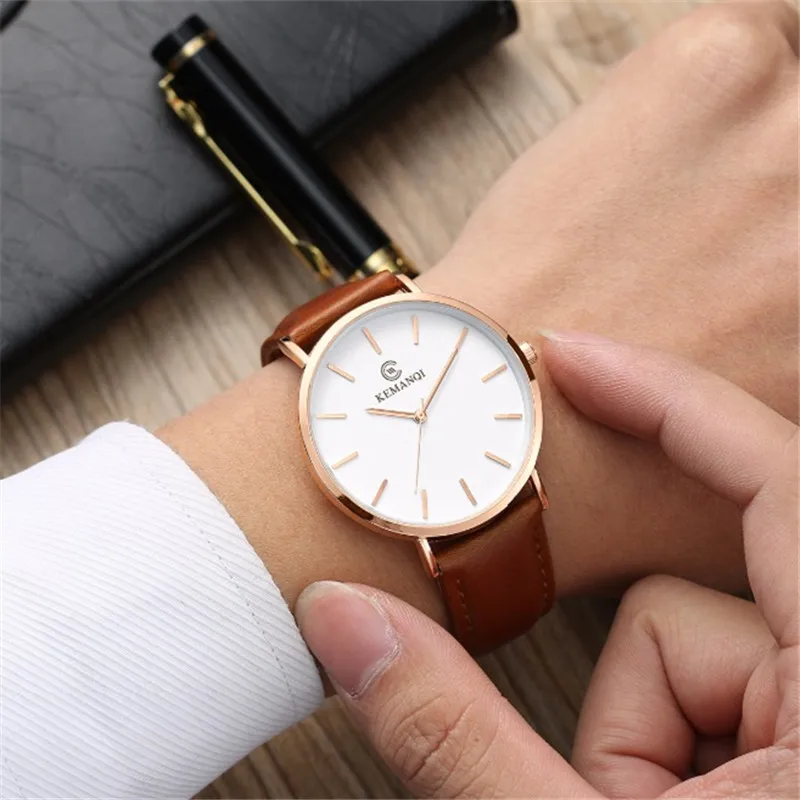 Ultra Thin Men Quartz Watch KEMANQI Luxury Male Clock Business Simple Mens Leather Wrist Watches Relogio Masculino erkek saat