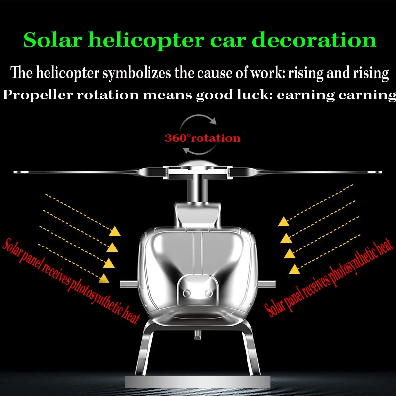 NEW Car Supplies Creative Helicopter Aircraft Decoration High-grade Metal Gift Solar Car Perfume Fragrance Car Airplane Ornament