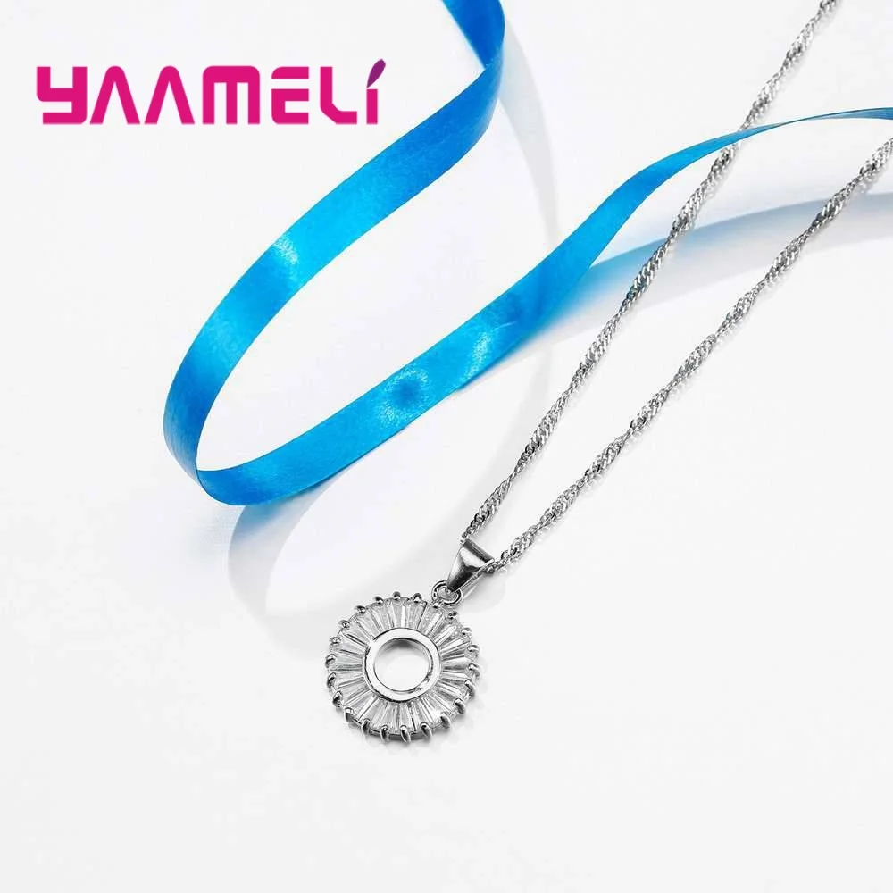 Popular 925 Sterling Silver AAA Cubic Zircon Bridal Wedding Jewelry Sets Fashion Women Austrian Crystal Necklace Earring image 5