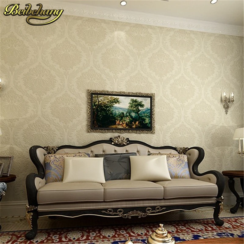 

beibehang 3D Stereo Continental Luxury Damascus Wallpaper Living Room TV Backdrop Bedroom Green Wall paper papel de parede 3d