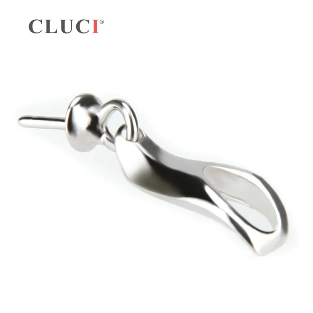 CLUCI 925 Sterling Silver Simple Pendant for Necklace Silver 925 Gold Pearl Pendant Mounting Women Pendant Jewelry SP008SB