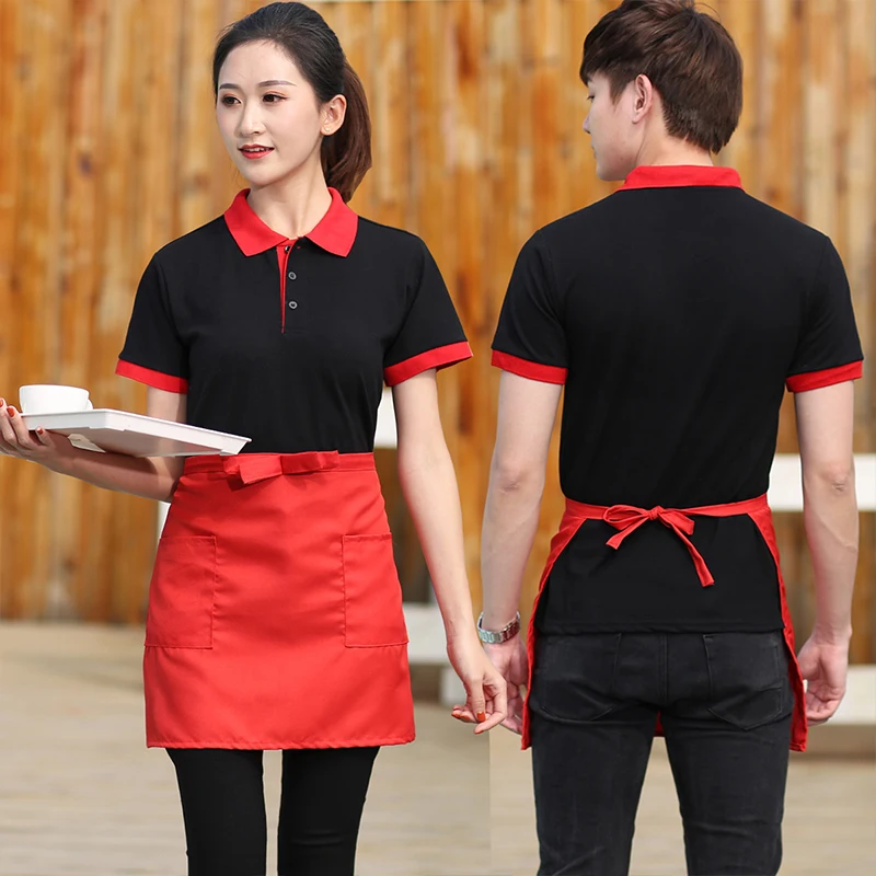 Sleeveless Half-Length Apron Fashion Kitchen Short Waist Apron Catering Chef Waiter Bar Aprons cook Work clothes accessories