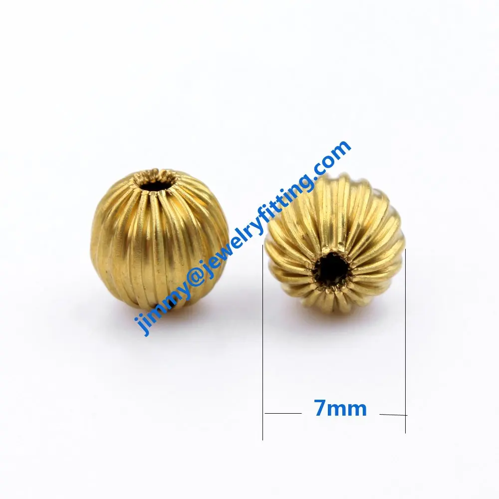 7mm corrugate beads round shape  jewelry findings wholesale color can be plated