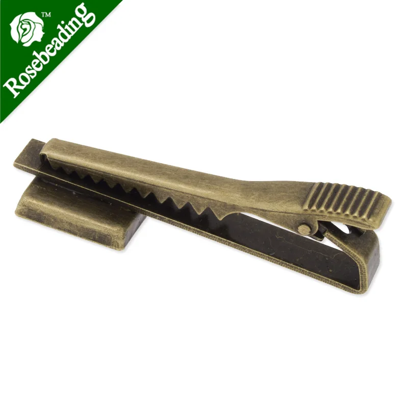 Tie Clip Bar with 15x15mm square bezel,Brass filled,Antique Bronze plated,length 51mm,sold by 20pcs/lot-C3581