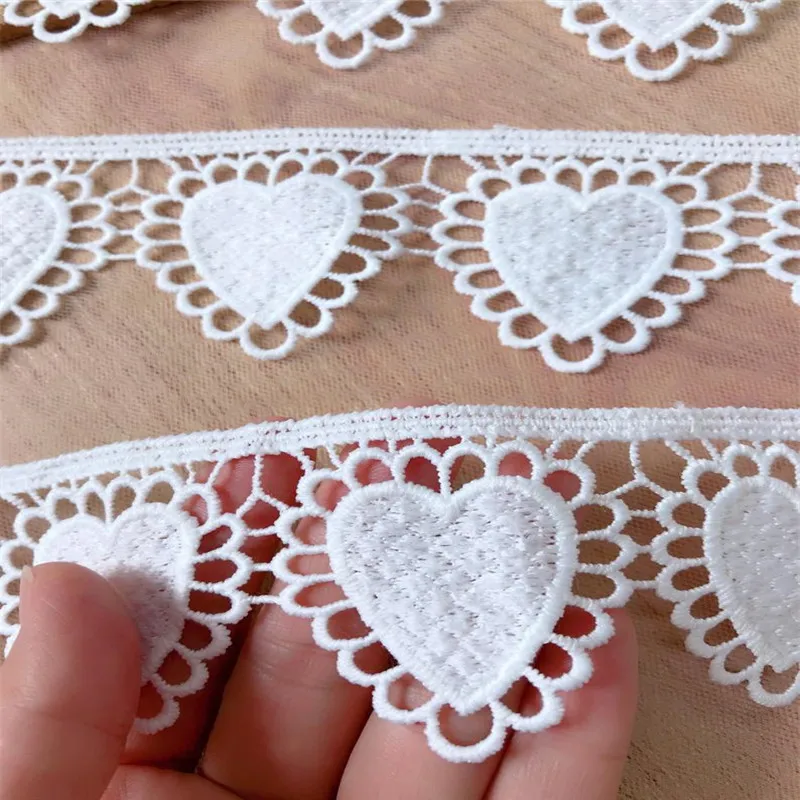 2yards Venice Lace Venise Lace White Love-Hearts Lace Trim ribbon for Weddings Bridal Garters Headbands Costume design