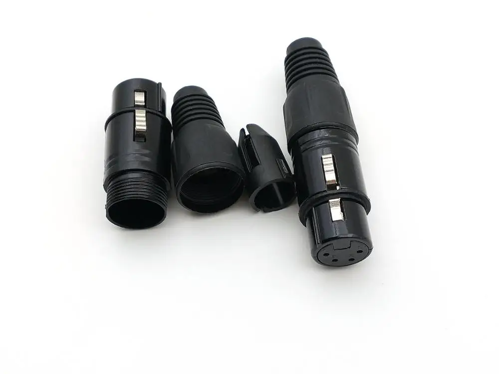 10PCS schwarz 4 pin FEMALE XLR stecker adapter