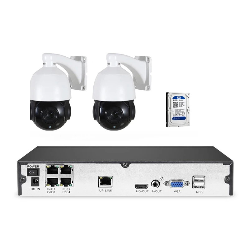 

4MP IP Network PTZ Speed Dome Camera Outdoor Indoor POE Power Supply 4MP POE NVR 1TB HDD CCTV Camera Surveillance Kit P2P XMeye