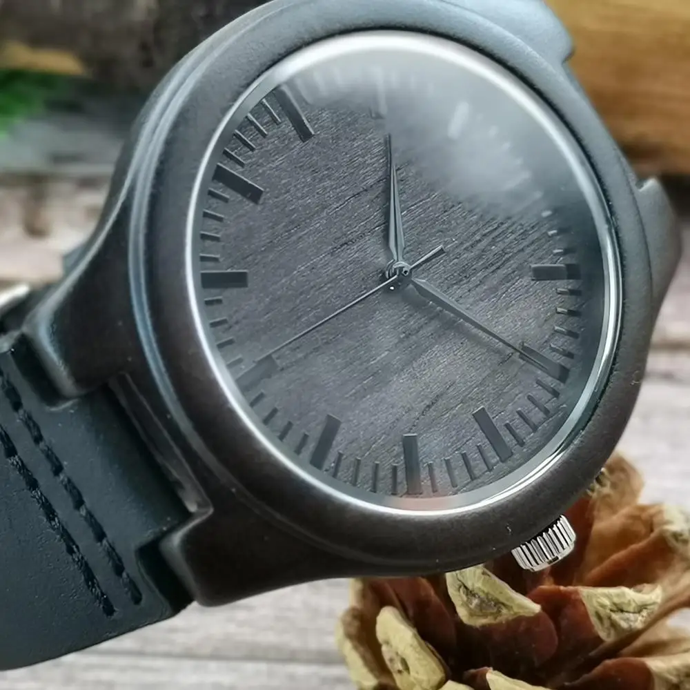 To My Boyfriend-Reloj de madera grabado, relojes de lujo para hombres, cumpleaños, vacaciones, aniversario, regalos militares para él, reloj de pulsera de ébano