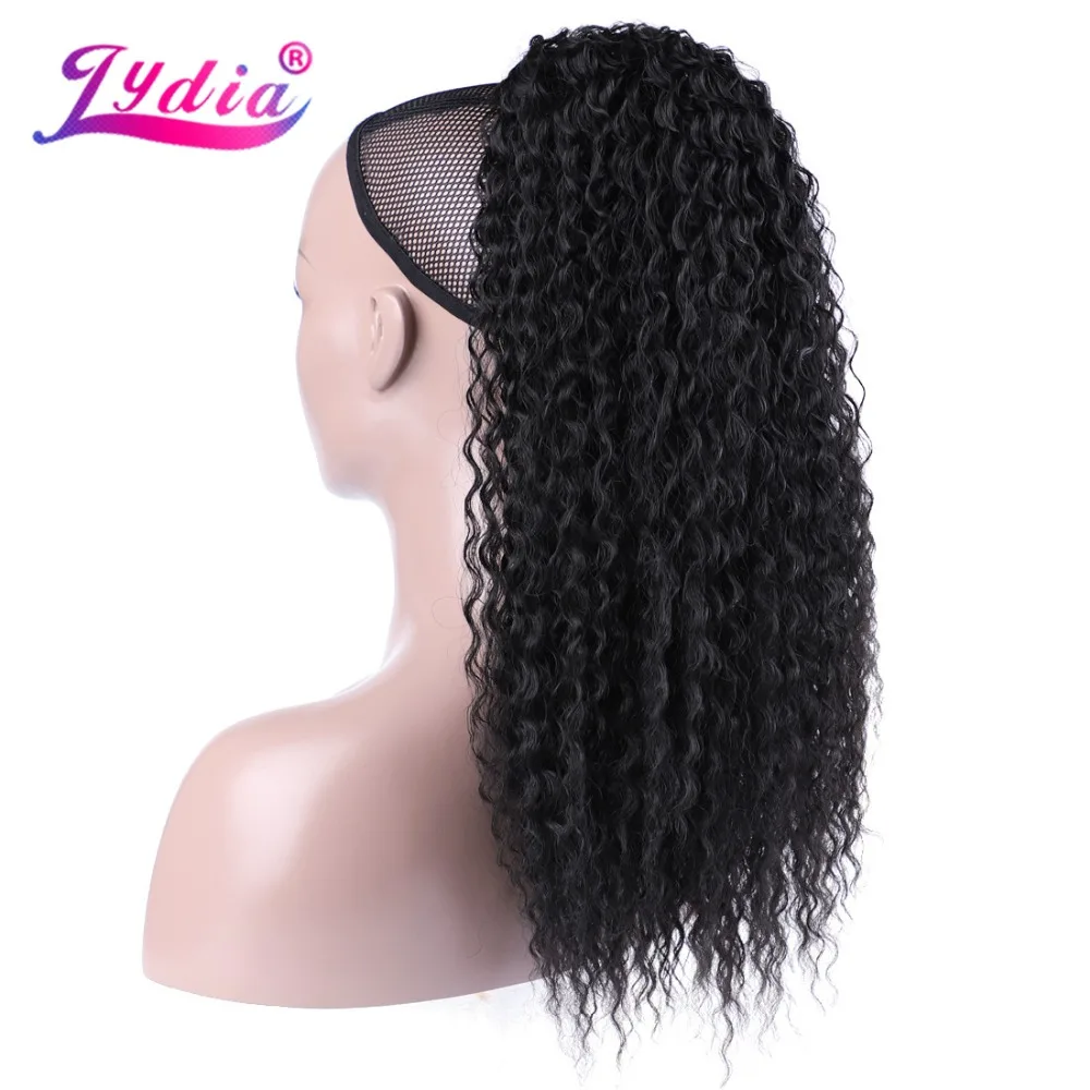 Lydia Synthetic Drawstring Ponytail Afro Kinky Curly Hairpiece With Two Plastic Combs  All Colors Available  18Inch Water Wavy