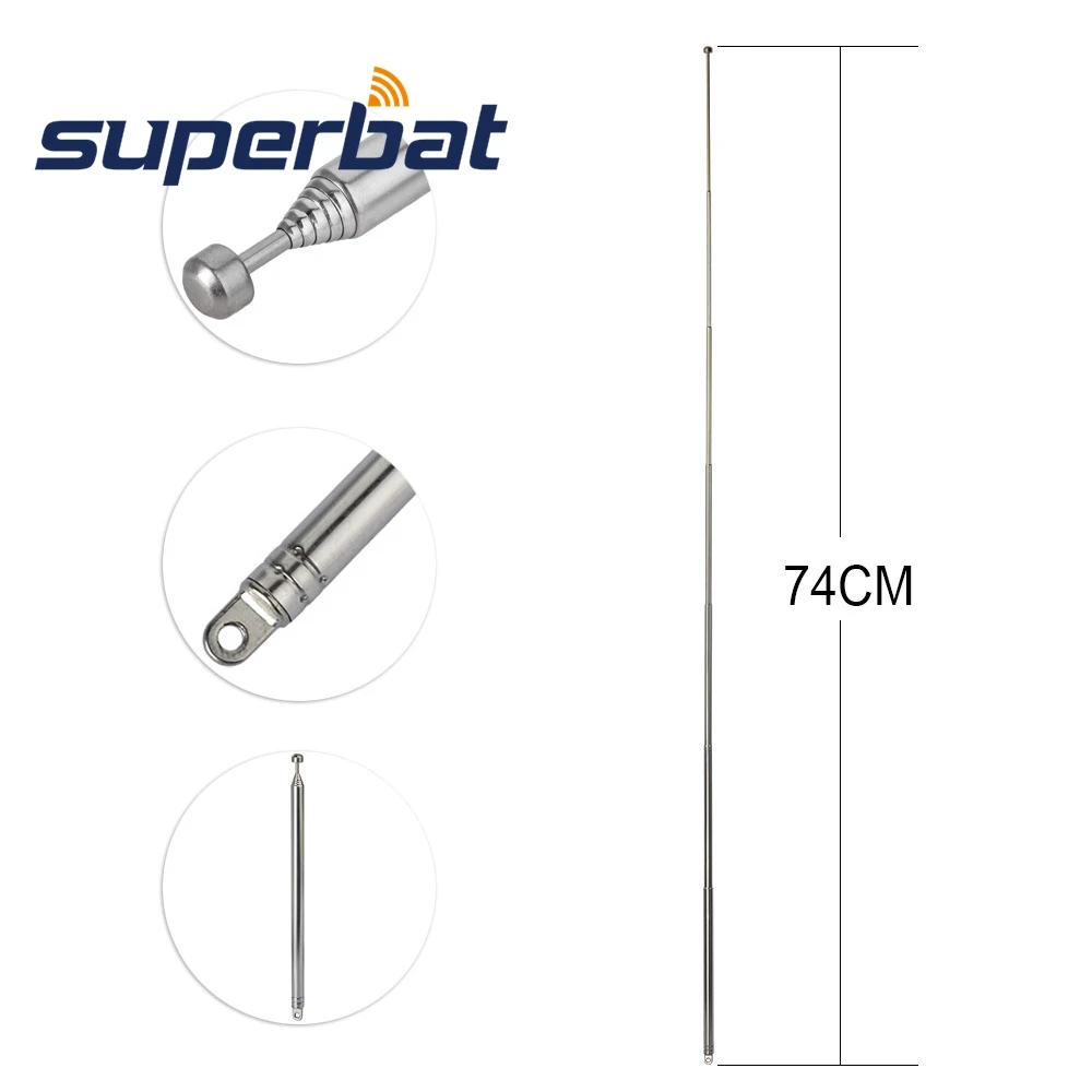 Superbat Universal DAB DAB+ AM FM Indoor TV Antenna 7 Section Telescopic Aerial for Indoor Portable Radio Home Stereo Receiver