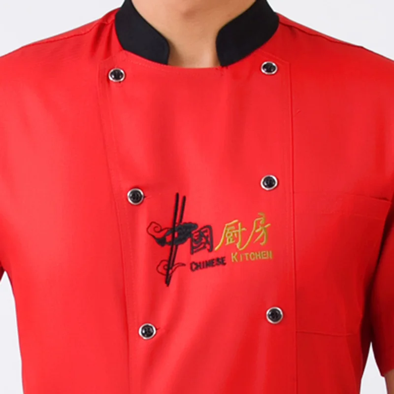 2018 Nieuwe Chef's Korte mouwen Ademende Outfit Dragen Werkkleding Mannen Overalls Jassen Hotel Chef Zwart Jacket Uniform B-6417