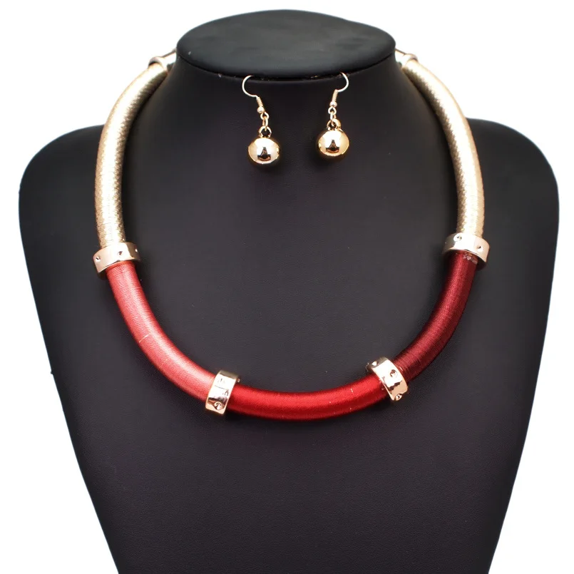 Manilai Bohemia Quấn Dây Vòng Cổ Choker Nữ Cưới Trang Sức Tuyên Bố Dây Chuyền Hợp Kim Yếm Cổ Bông Tai Vòng Cổ Bộ