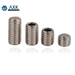 DIN913 M2.5 M3 M4 M5 M6 M8 304 Stainless Steel Metric Thread Grub Screws Flat Point Hexagon Socket Set Screws Headless