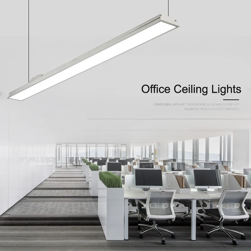 NEW Slim Office Hanging Lights Thin Aluminum Long Ceiling Lamp LED Commercial Conference Meeting Room Project Lighting Fixture