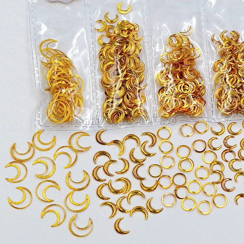 

1 Pack Mix Shapes Solid Crescent Moon Frame Metal Studs Nail Art Rhinestones Gems Decorations DIY Salon Tip 2#