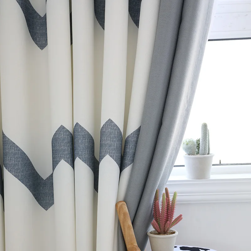 

Grey Stripped Curtains for Living Room Window Curtain Bedroom Drapes 70% Blackout Curtains for living room