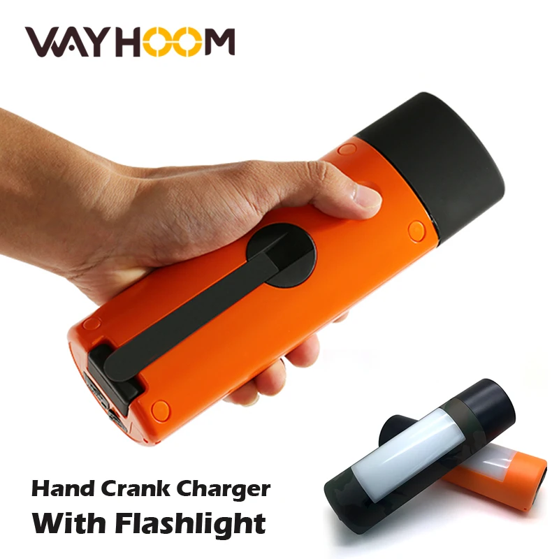 

Hand Dynamo Outdoor Emergency USB Phone Charger Crank Super Bright LED Flashlight Camping Lamp SOS Tent Lighting