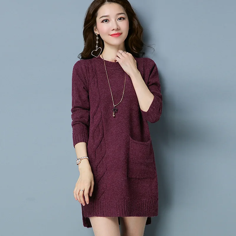 Lady Long Sleeve Sweaters Girls Loose Pullover Sweaters Round Collar Pullovers Show Render Unlined Upper Garment B-9704